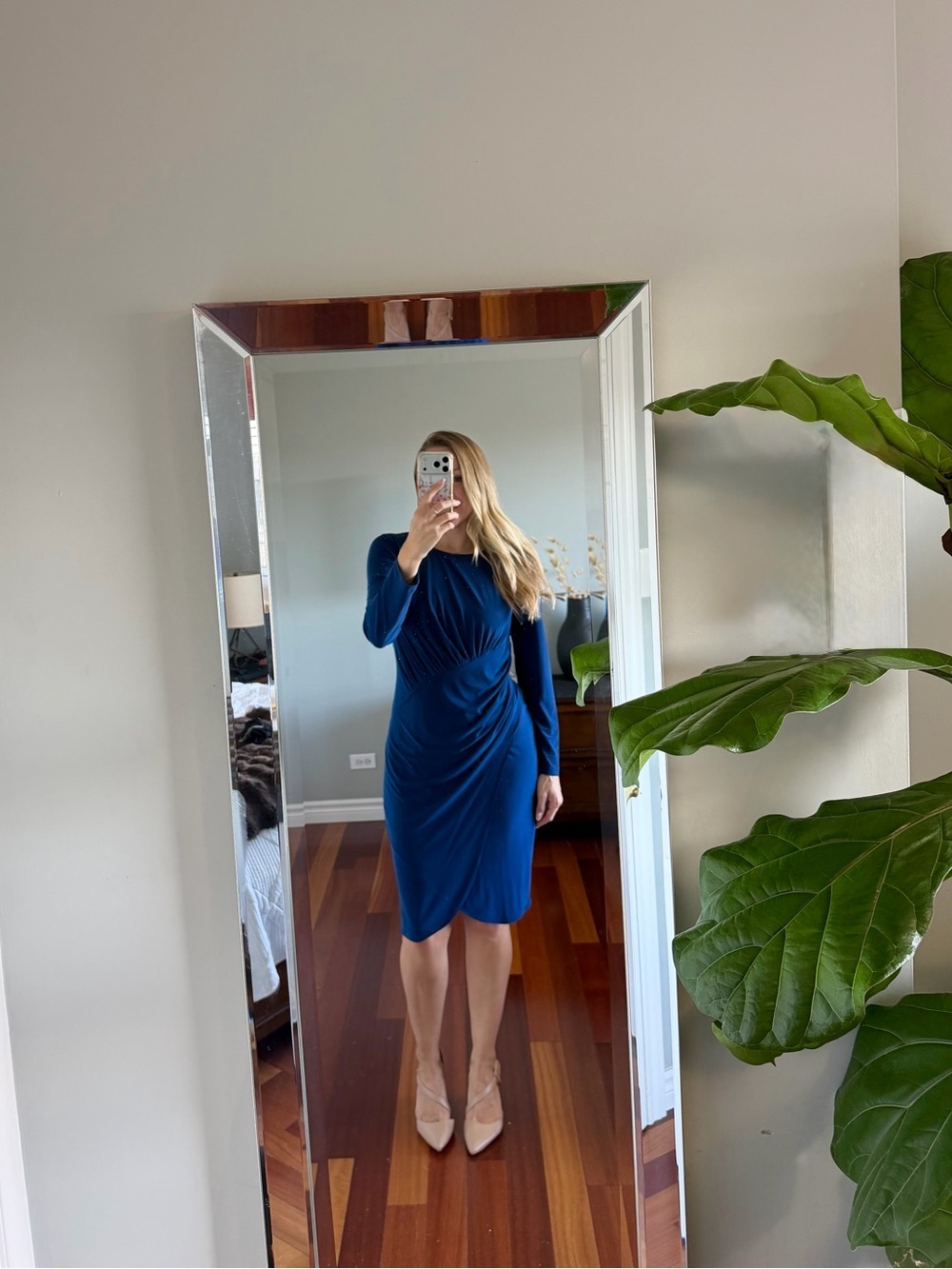 Adrianna Papell Blue Midi Dress size 6